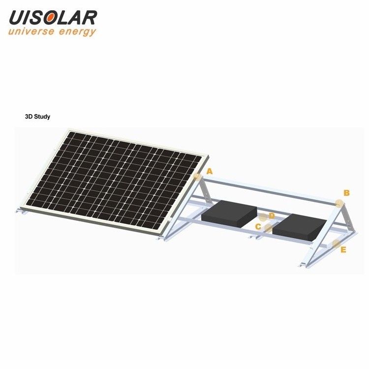 High Utility Rooftop Solar Mounting Solution PV Ballasted Aluminum Steel Solar Panel Stand