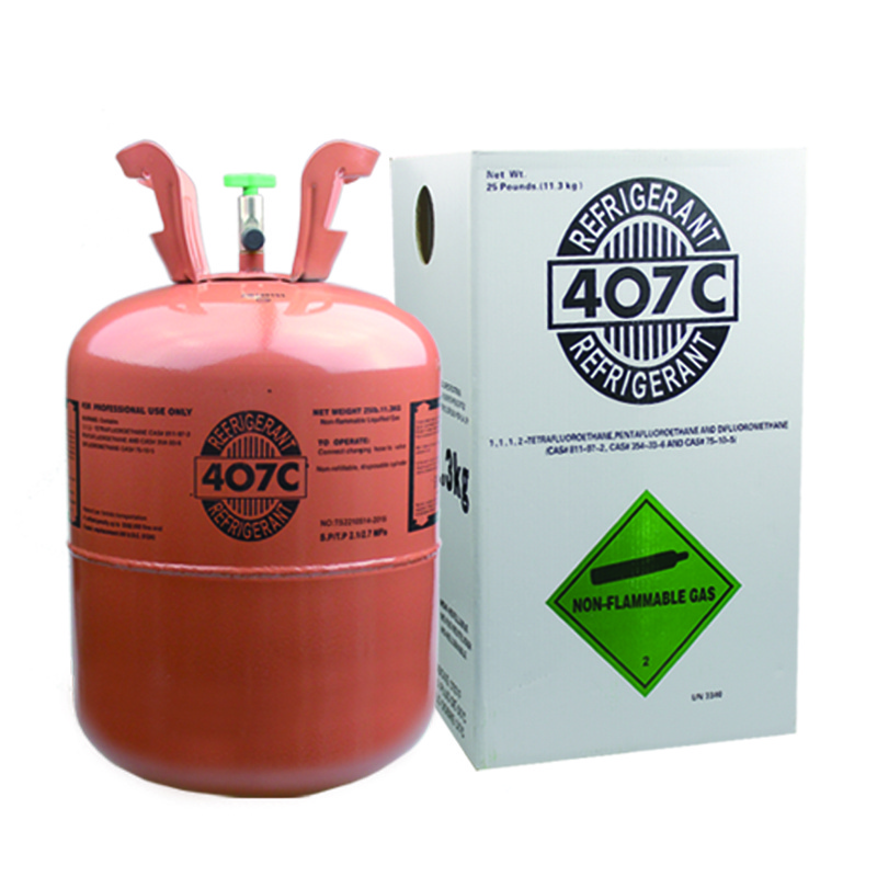 UISZL Refrigerant gas 407c price  manufactures in 11.3kg disposable cylinder for air conditioning 407 refrigerant