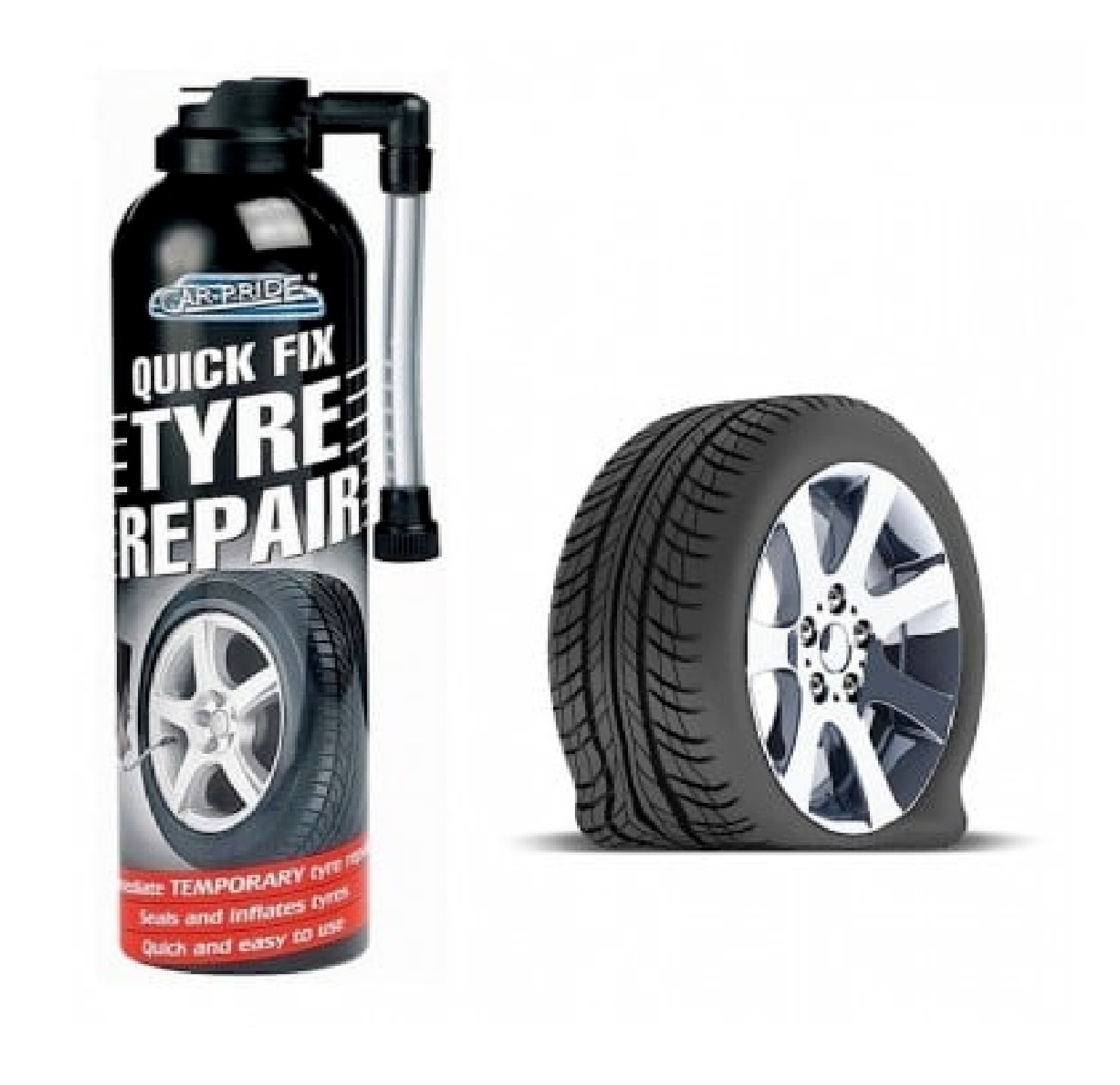 Quick & Easy to Use Temporary Fix Tyre Repair Emergency Use Tire Sealer Inflator Tyres Anti Puncture Repair & Seals