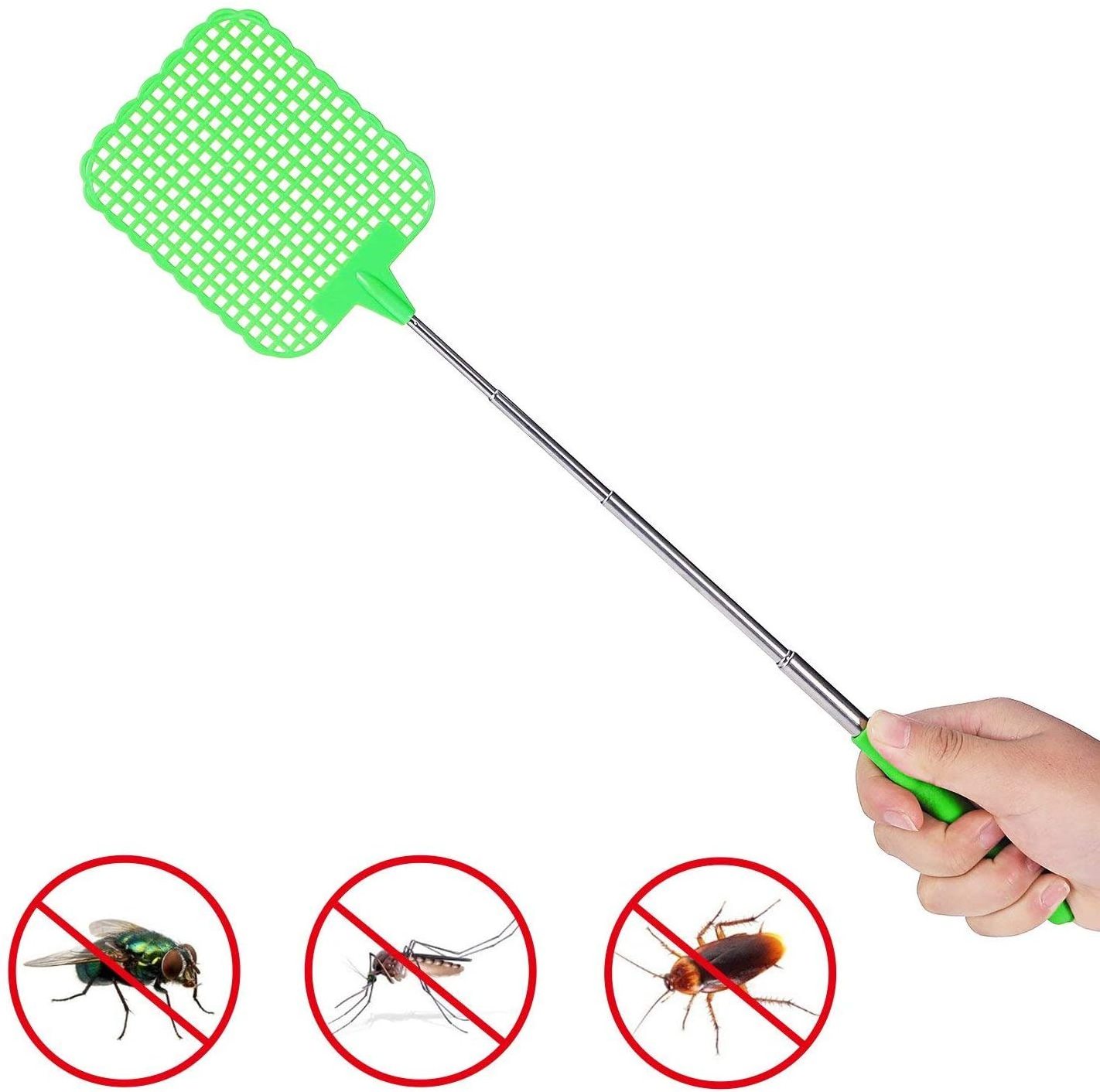 High Quality Fly Swatter Telescopic Extendable Long Handle Fly Swatter Metal Compact Handy Fly Swatter