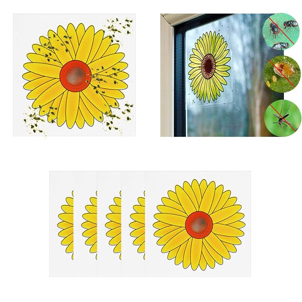 Window Sticker Fly Traps Indoor Pest Control Sunflower Design Self Adhesive Window Fruit Fly & Insect Sticky Strips Traps