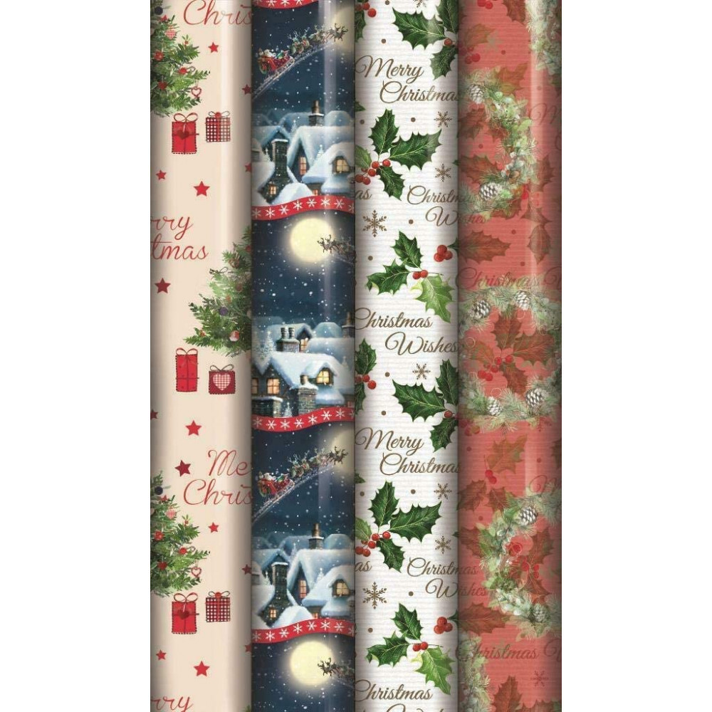 8M Christmas Wrapping Paper North Pole Assorted Design Gift Wrap Roll For Festival & Birthday Party