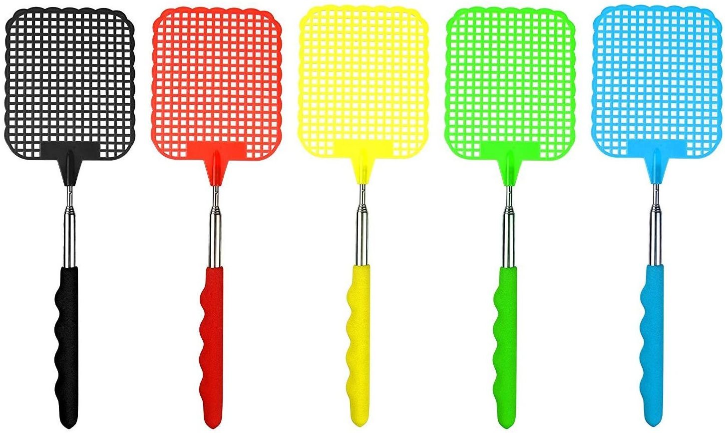 High Quality Fly Swatter Telescopic Extendable Long Handle Fly Swatter Metal Compact Handy Fly Swatter