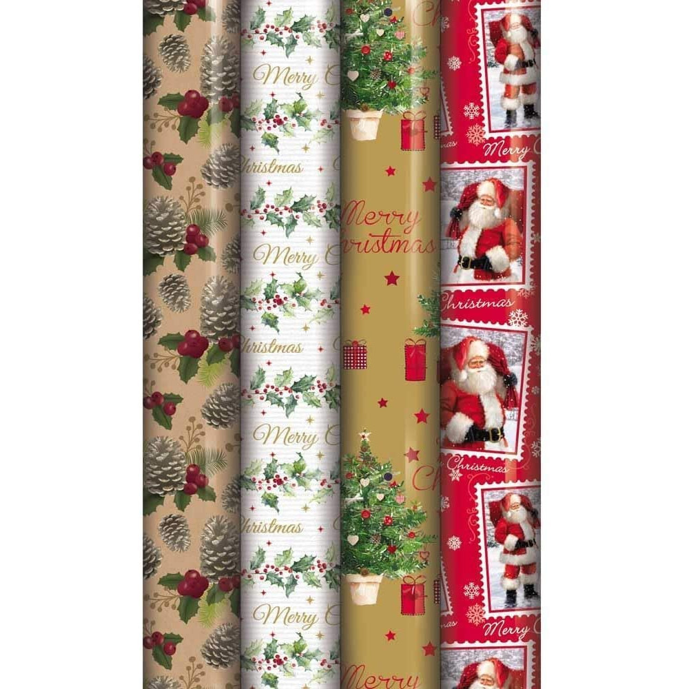 8M Christmas Wrapping Paper North Pole Assorted Design Gift Wrap Roll For Festival & Birthday Party