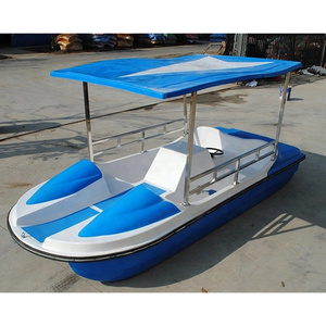 4 Person Fiberglass water Leisure Tour Pedalo Boat with Canopy For Amusement Park