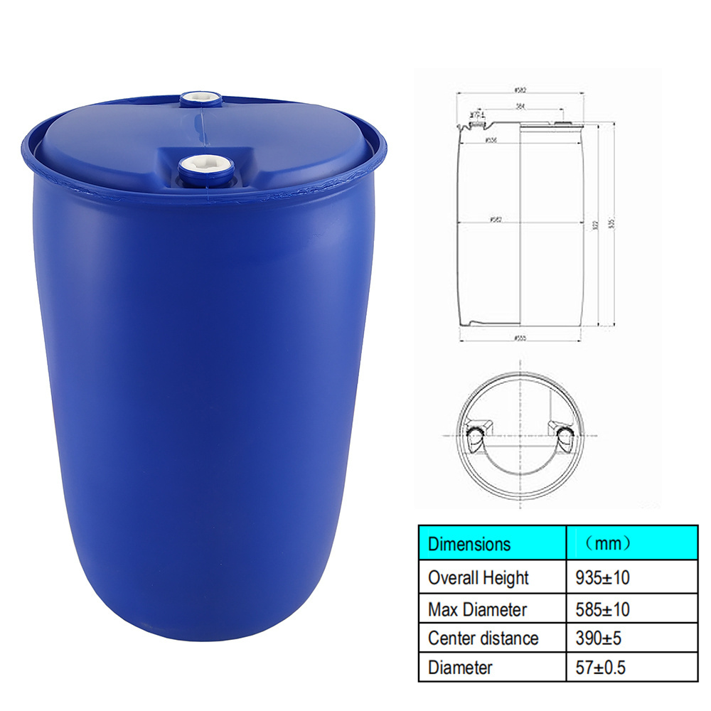 Plastic Barrel 200 Litre HDPE Open Top Plastic Blue Drum