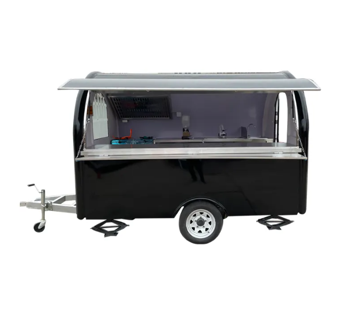 Classic design square type concession mobile food cart trailer truck with Full Kitchen Equipments fiberglass trailers