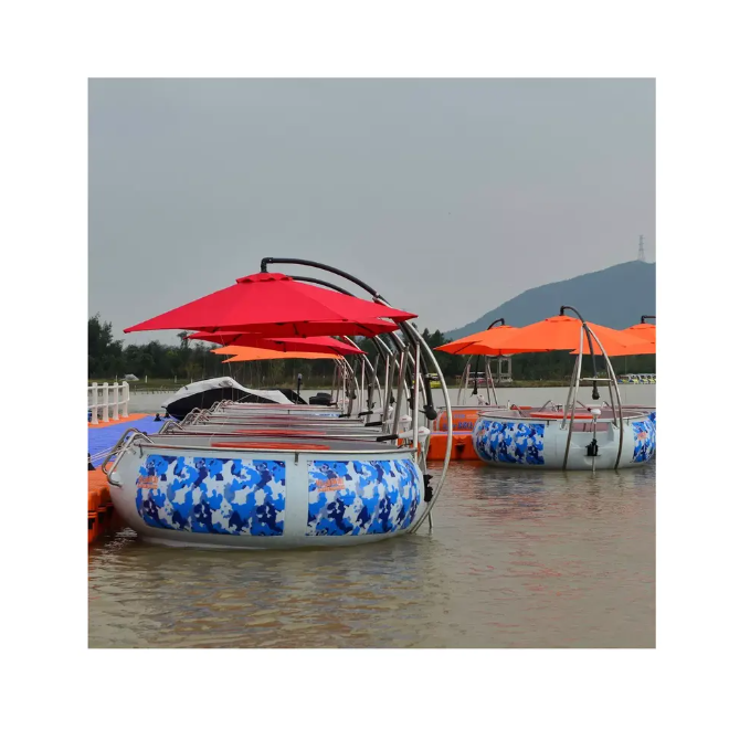 used Sport Leisure electric 6 person Mini BBQ donut boat for amusement water park equipment cheap fiberglass bbq donut boat