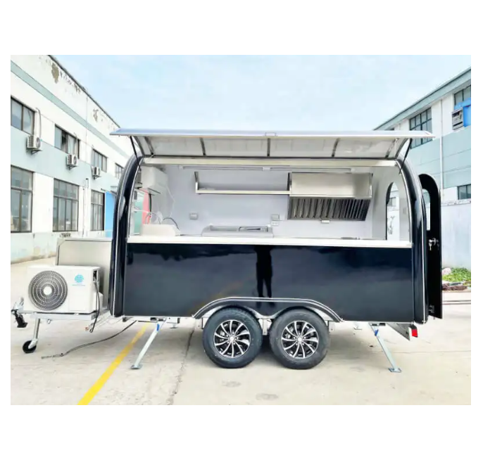 Classic design square type concession mobile food cart trailer truck with Full Kitchen Equipments fiberglass trailers