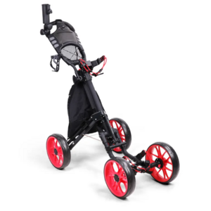 4 Wheel Golf Push Cart Golf Trolley with Foot Brake and Umbrella Holder