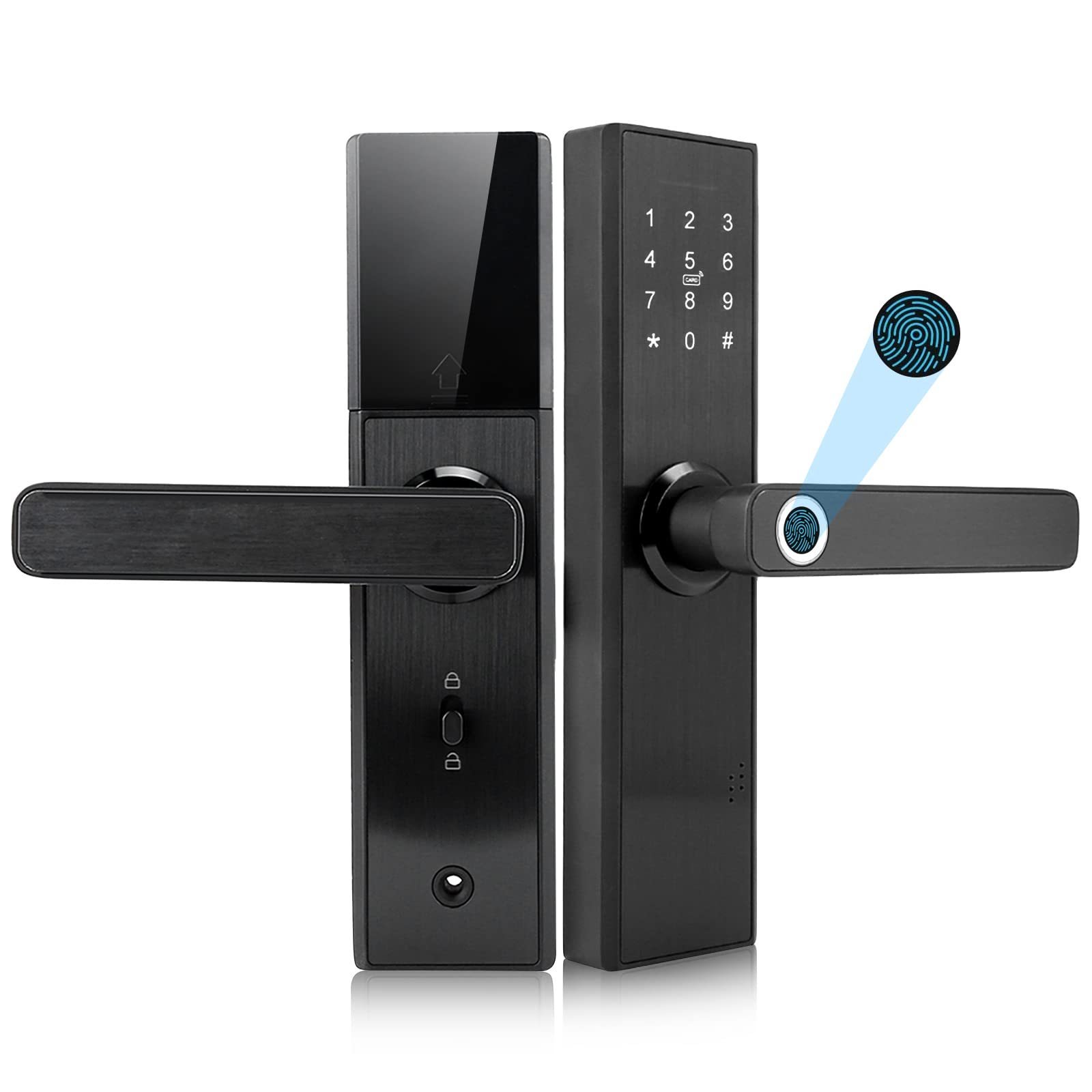 New Item Fingerprint Rim Lock Smart Card Digital Code Electronic Door Lock For Home Security Mortise Lock