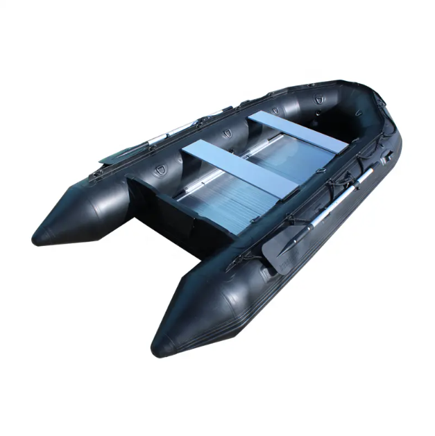 Marine PVC 2 Person Wood Floor Fishing Inflatable Boat with Motor