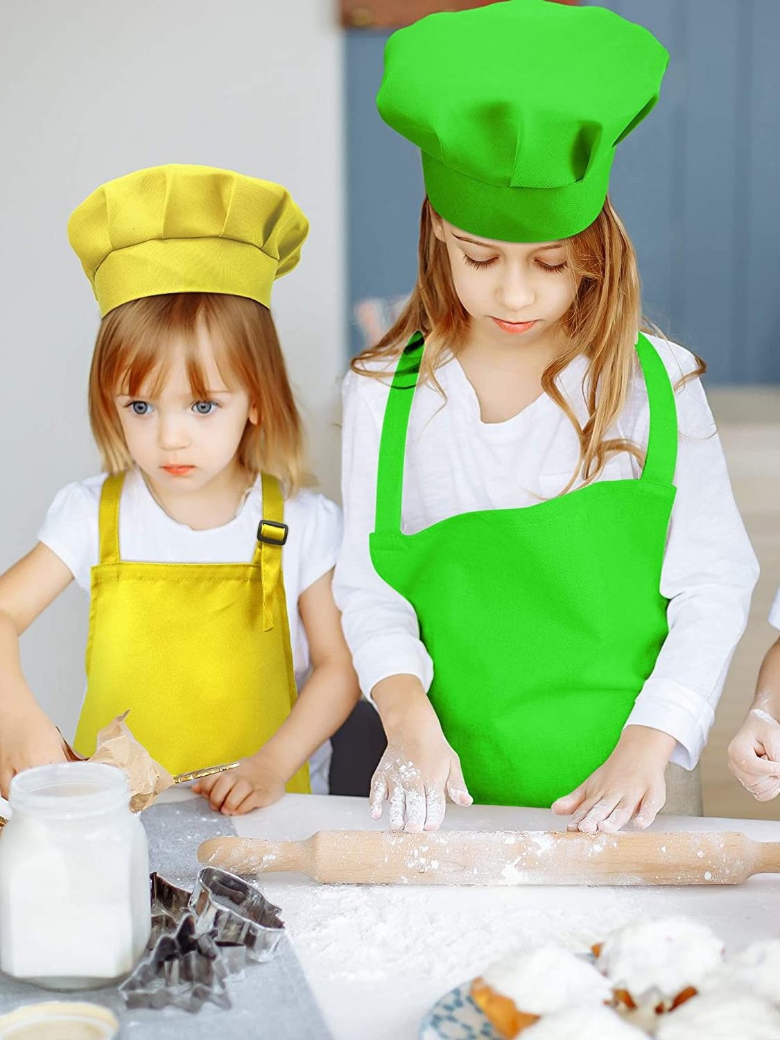 Custom logo cotton aprons pink yellow blue purple kids kitchen cooking apron