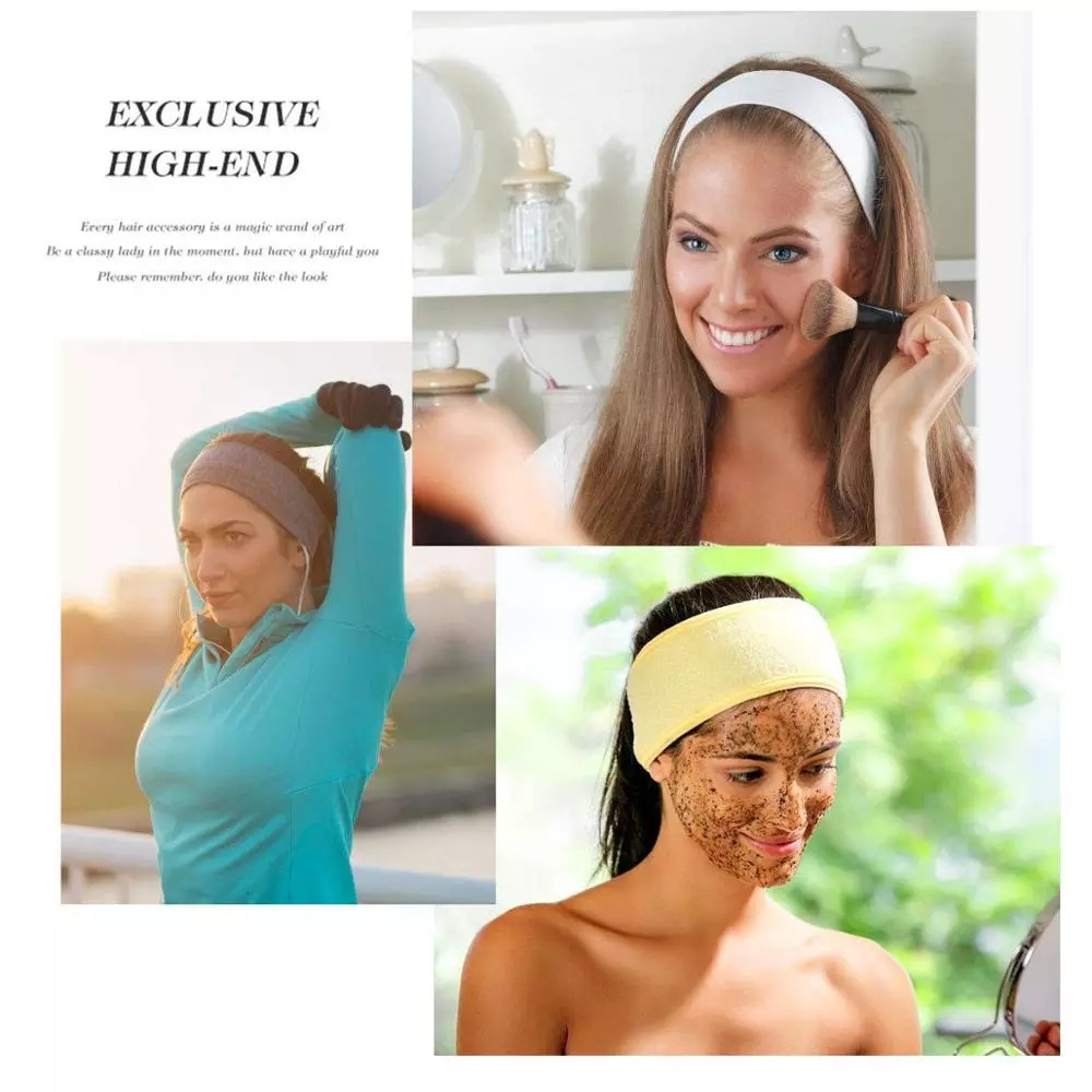 Soft Toweling Hair Accessories Girls Headbands for Face Washing Bath Makeup Hair Band Women Adjustable SPA Facial Headband