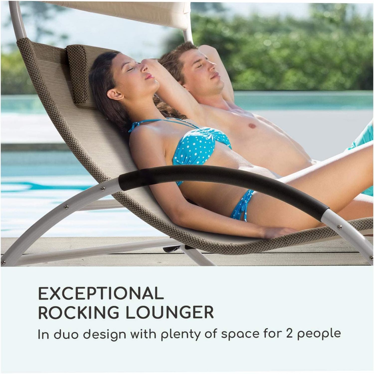 Outdoor Courtyard Camping Chair Umbrella Garden Lounger Double Sunshade 2 People Swing Bed Chair