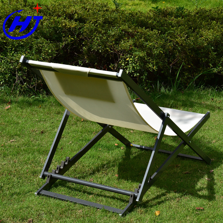 Aluminium Folding Sling Adult Beach Deckchair Foldable Fishing Outdoor Recliner for Camping Sun Metal Pool and Beach Use