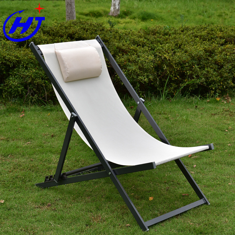 Aluminium Folding Sling Adult Beach Deckchair Foldable Fishing Outdoor Recliner for Camping Sun Metal Pool and Beach Use