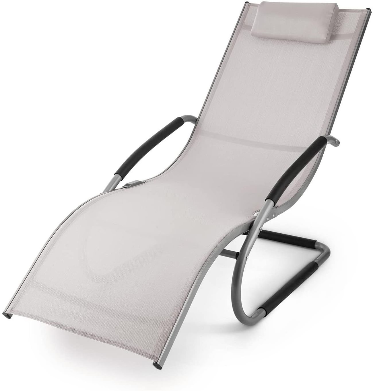 Outdoor Armrest Sunbathing Recliner Aluminum Frame Sun Lounger Chair for Hotel Patio Garden Beach Backyard Pool Use