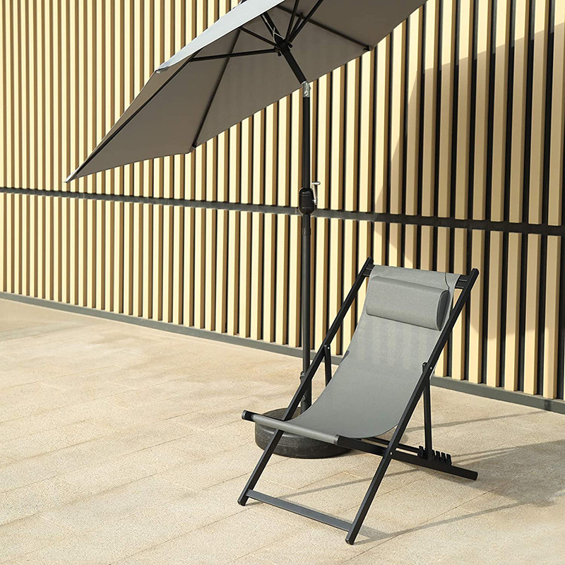 Outdoor Aluminum Sling Reclining Folding Beach Pool Sun Lounger Deck Chair