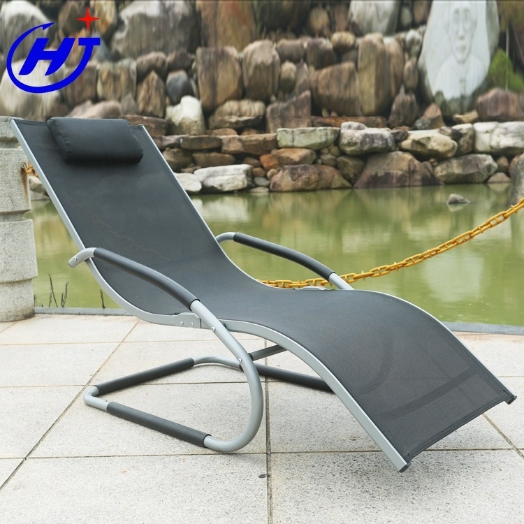 New Design Comfortable Aluminum Frame Patio Chaise Lounge Chair with Pillow Armrest Outdoor Furniture Pool Garden Hotel Deck