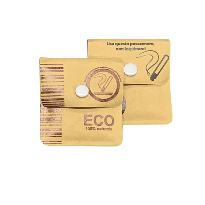 UKETA Custom Cigarette Recycle Mini Travel Carry Outdoor Ash Bag eco Friendly Kraft Paper Portable  Pocket Ashtray Pouch