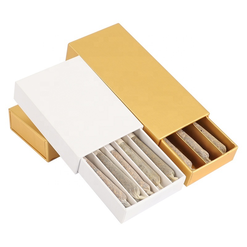 UKETA king size gold child proof packaging sliding drawer CR roll  packaging Child Resistant paper box with match insert