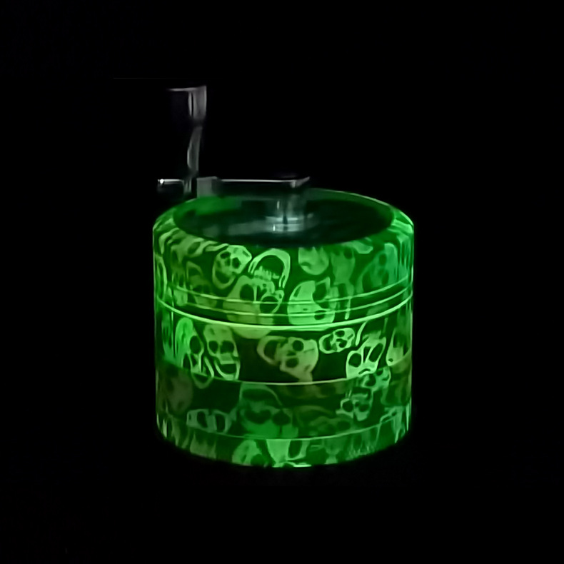 UKETA custom hand crank 4 Layers metal zinc alloy tobacco grinders 55mm luminous glow in the dark grinders