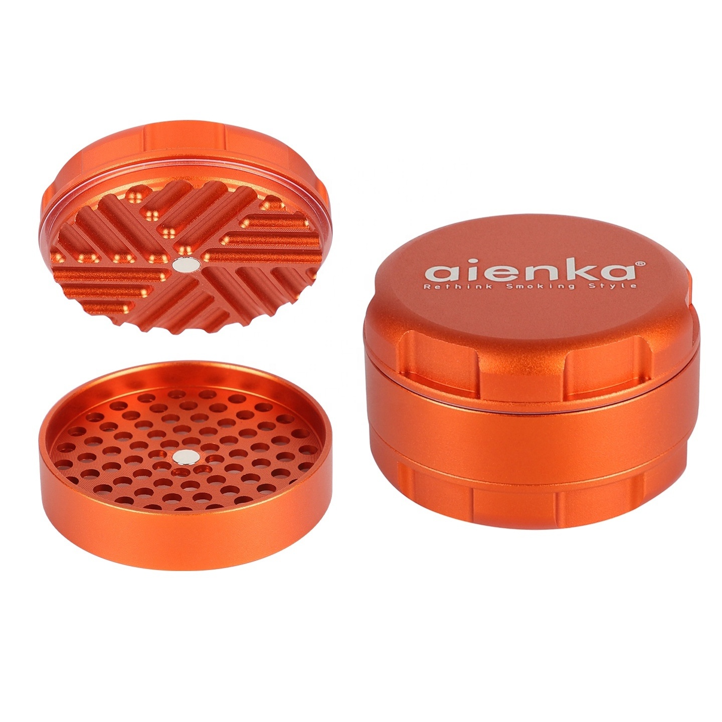 UKETA custom logo Grinder OEM 63mm 3 layer aluminum alloy Premium metal tobacco spices herb grinder with magnetic closure