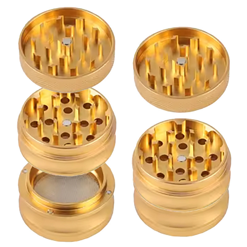 UKETA custom wholesale premium smoking accessories  grinders 4 layer connected by magnets tobacco aluminum alloy grinder