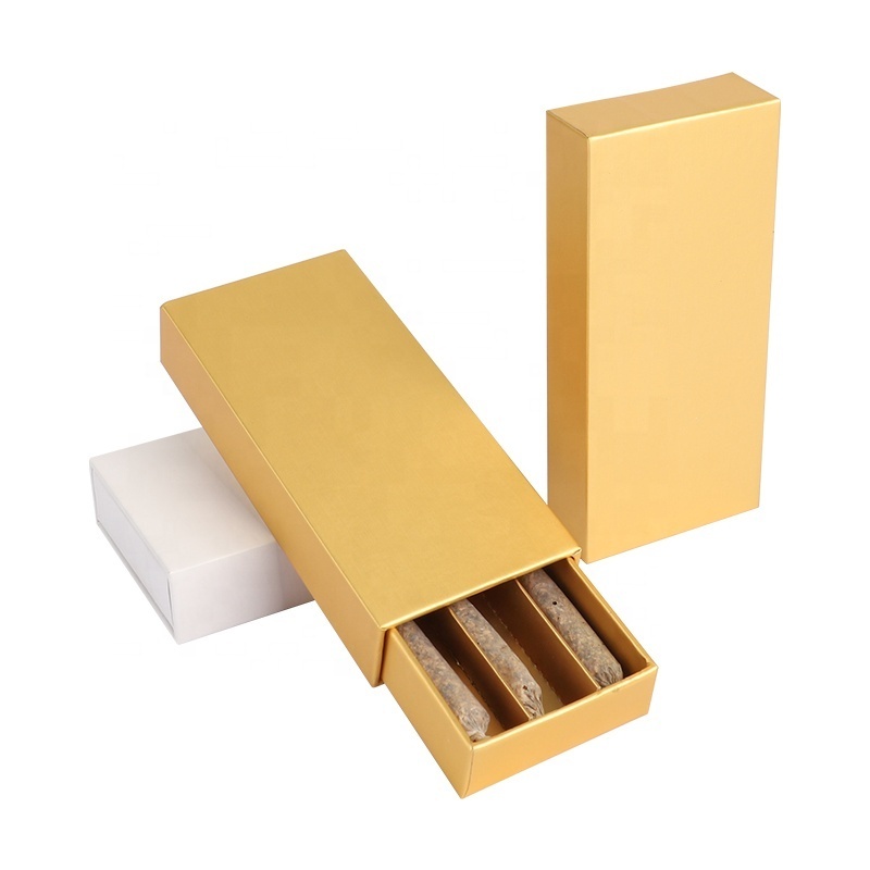 UKETA king size gold child proof packaging sliding drawer CR roll  packaging Child Resistant paper box with match insert