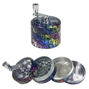 UKETA custom hand crank 4 Layers metal zinc alloy tobacco grinders 55mm luminous glow in the dark grinders