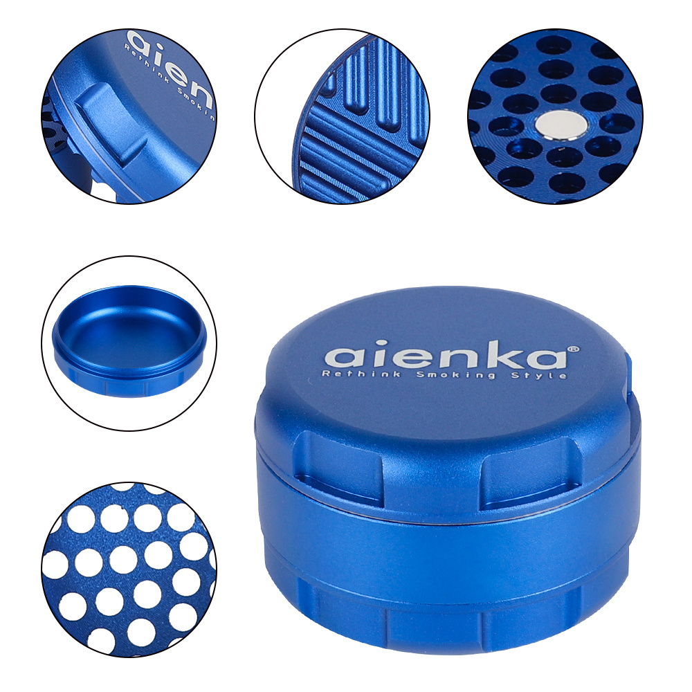 UKETA 63mm Aluminum Metal Tobacco Grinder with Custom Logo and CNC Teeth New Manual Herb Grinder