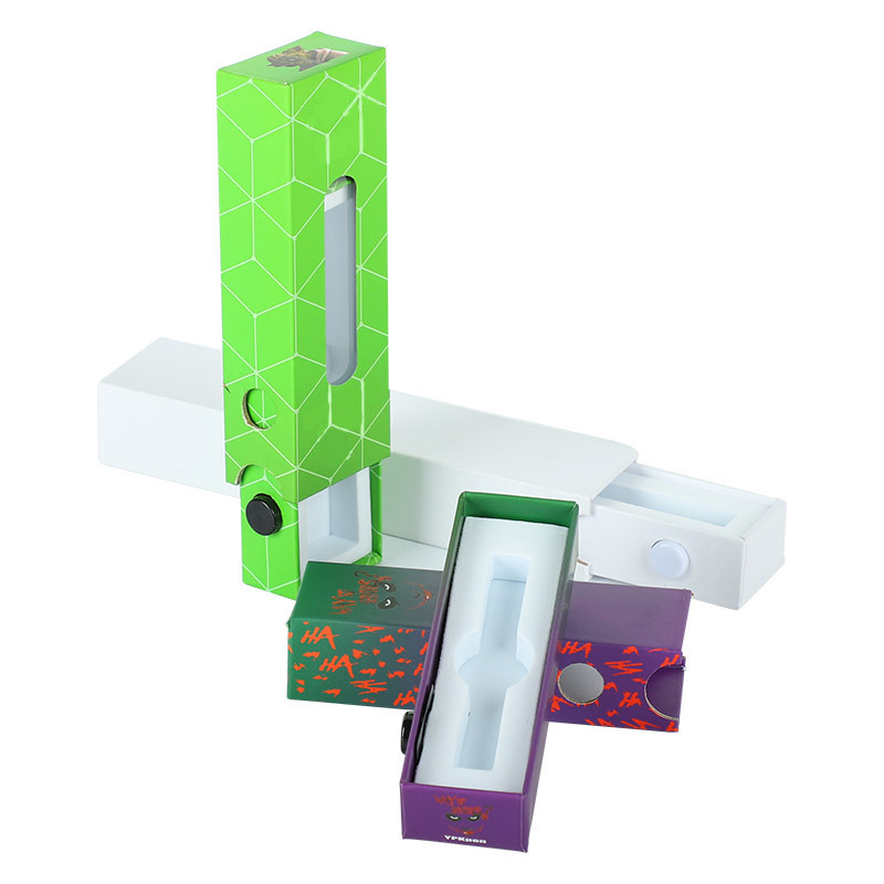 UKETA Child Proof Carts Packaging Boxes Oil 0.5ml 1ml Sliding Cartridge Packaging  child resistant paper Box With Custom Insert