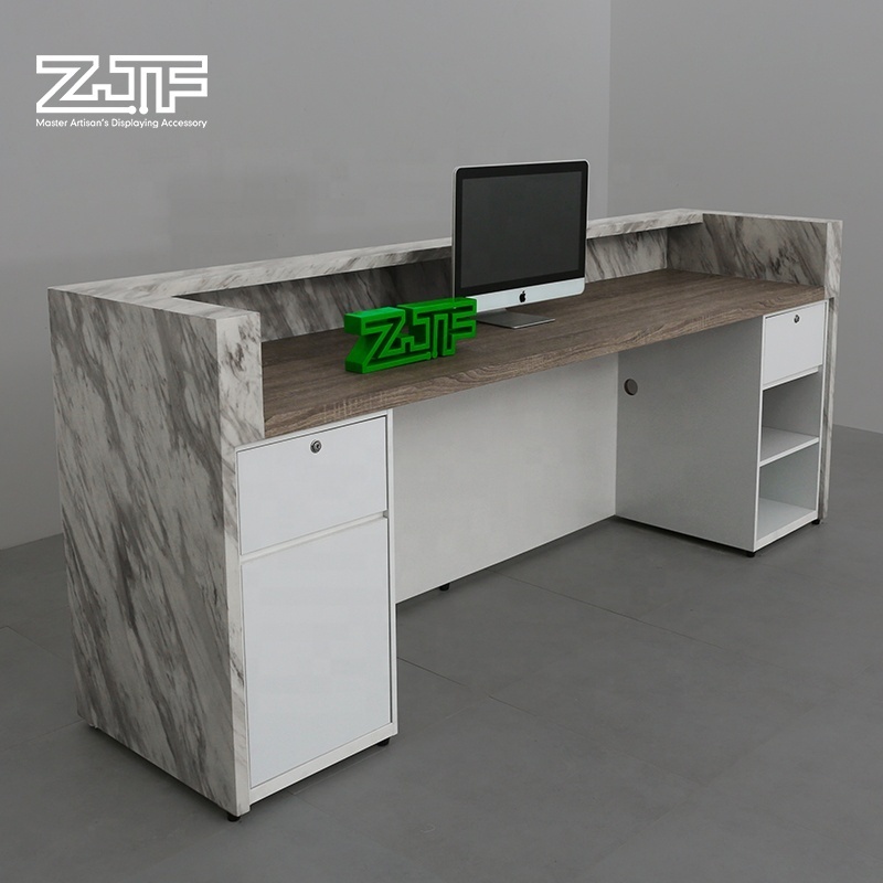 Modern gym reception table dimensions manufacture used trade show reception desk with drawers