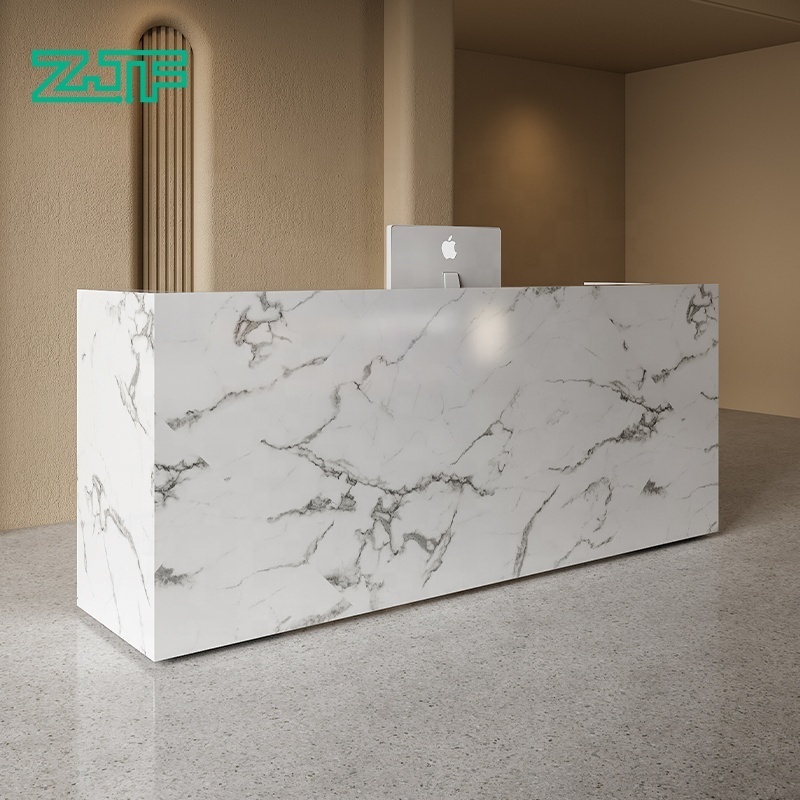 Hot sale U shaped beauty salon reception counter office white marble ...