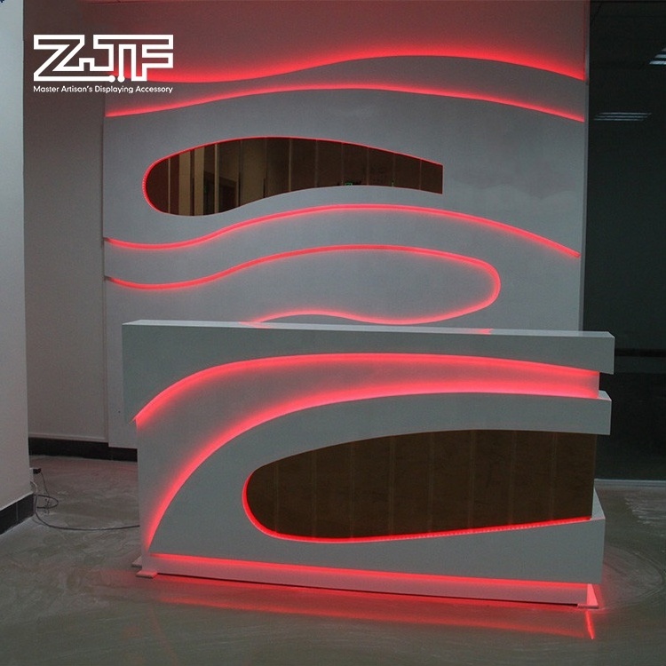 I shaped restaurant reception counter modern acrylic mini LED bar counter for sale