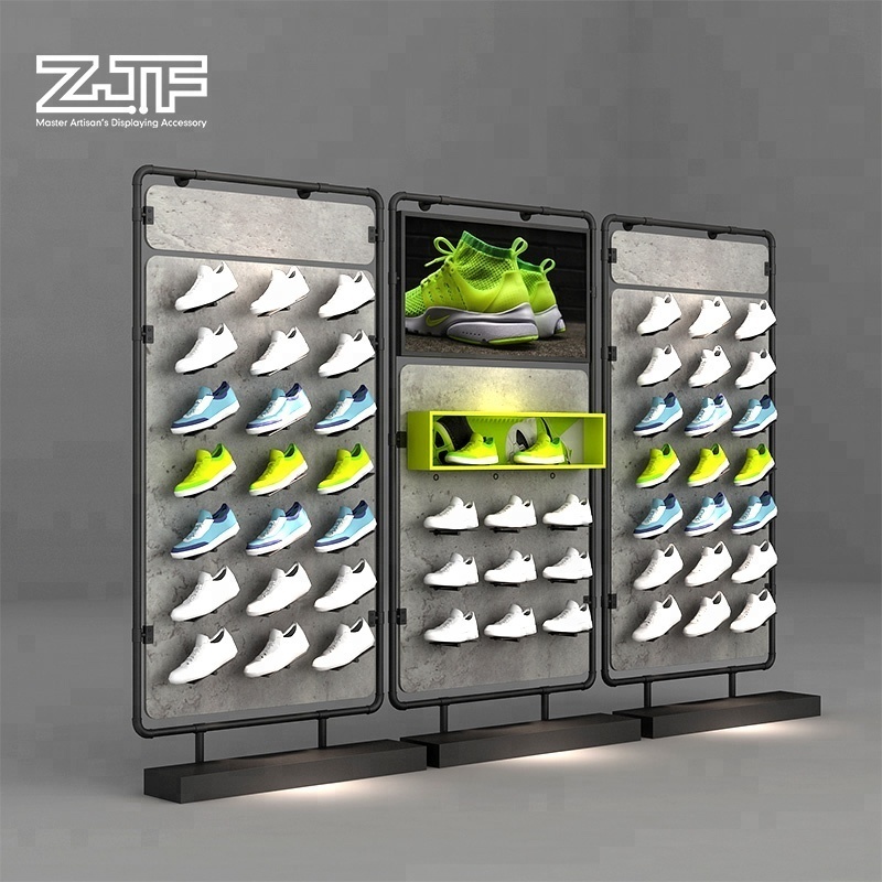 retail shoes shop free design idea,new sport slatwall shoe display,wooden shoe display rack