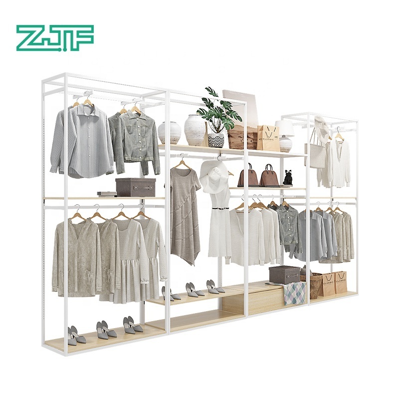 Custom made metal wood material kids clothes store equipment retail clothing display racks