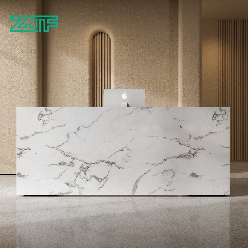 Hot sale U shaped beauty salon reception counter office white marble ...