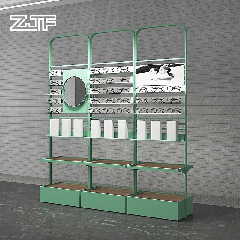 Custom Retail Sunglasses Store Display Rack Multifunction Used Optical Display Cabinets Wooden