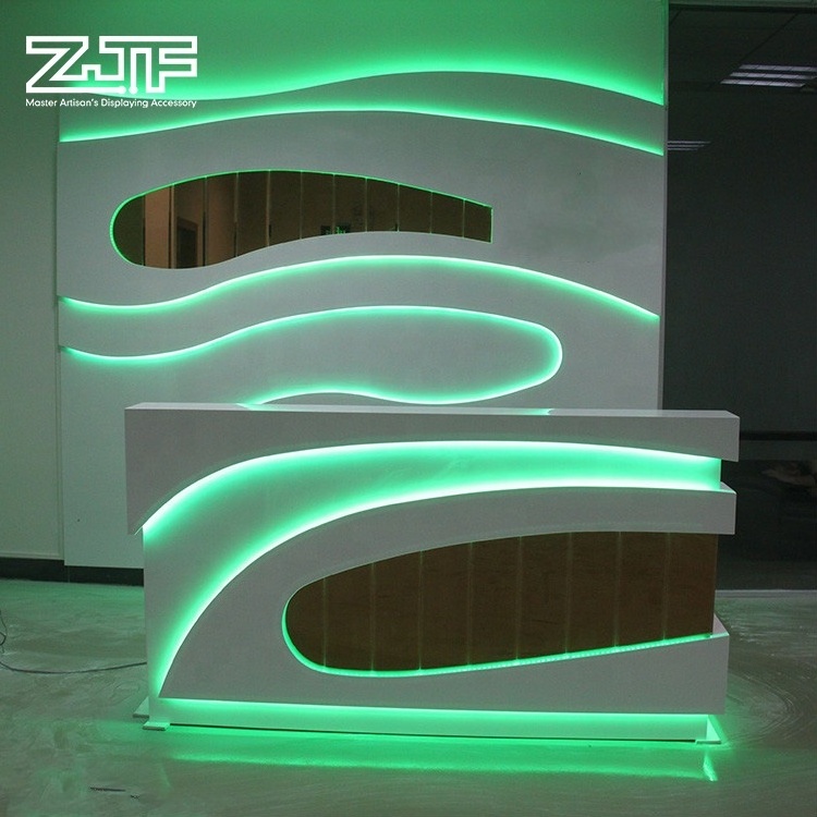 I shaped restaurant reception counter modern acrylic mini LED bar counter for sale