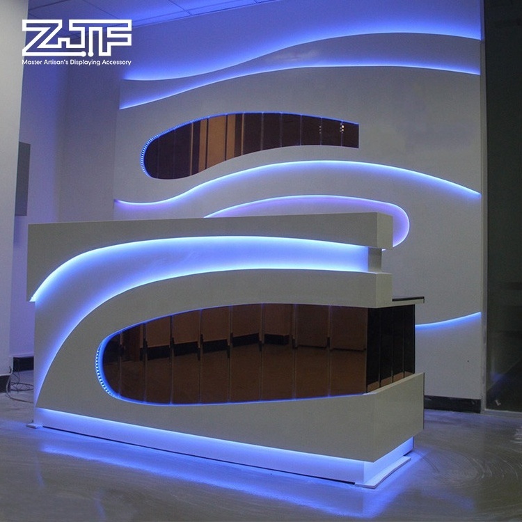 I shaped restaurant reception counter modern acrylic mini LED bar counter for sale