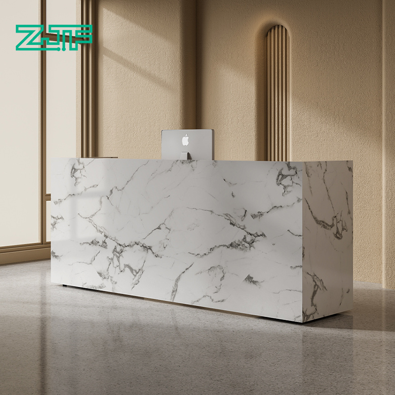 Hot sale U shaped beauty salon reception counter office white marble reception desk