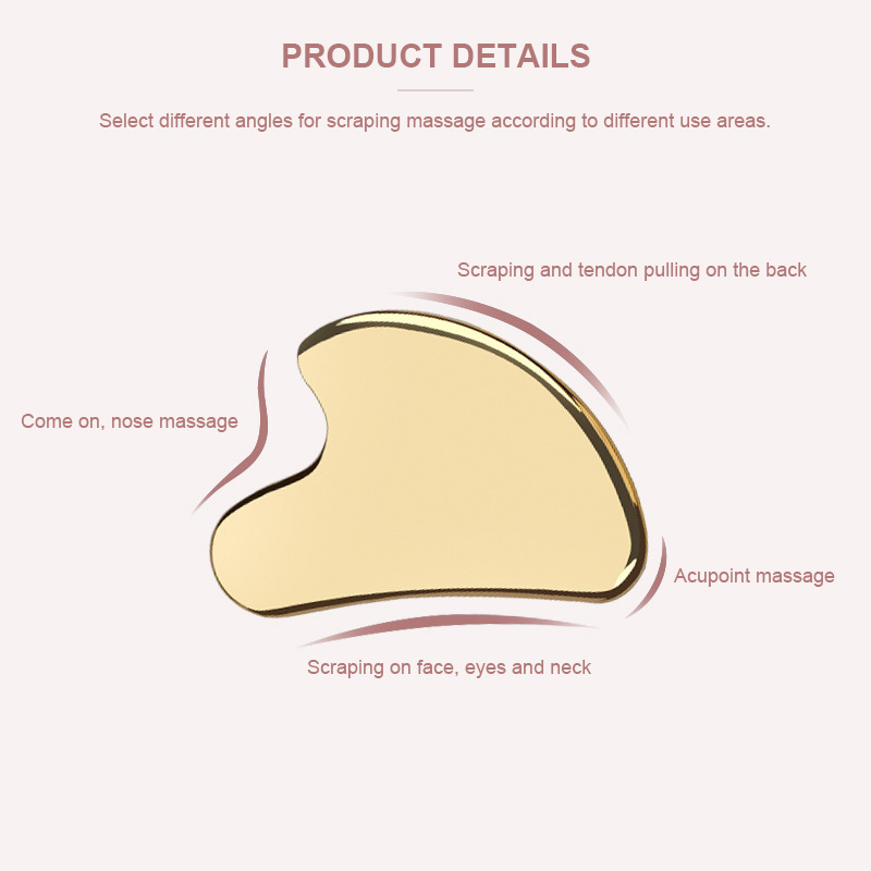 Custom Logo Skin Facial Scraping Guasha for Reduce Puffiness Metal Stainless Steel Guasha Scraping Face Gua Sha Massage Tool