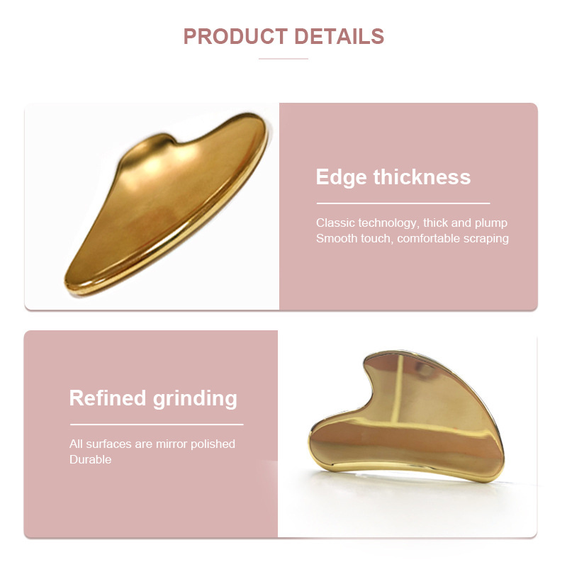 Custom Logo Skin Facial Scraping Guasha for Reduce Puffiness Metal Stainless Steel Guasha Scraping Face Gua Sha Massage Tool