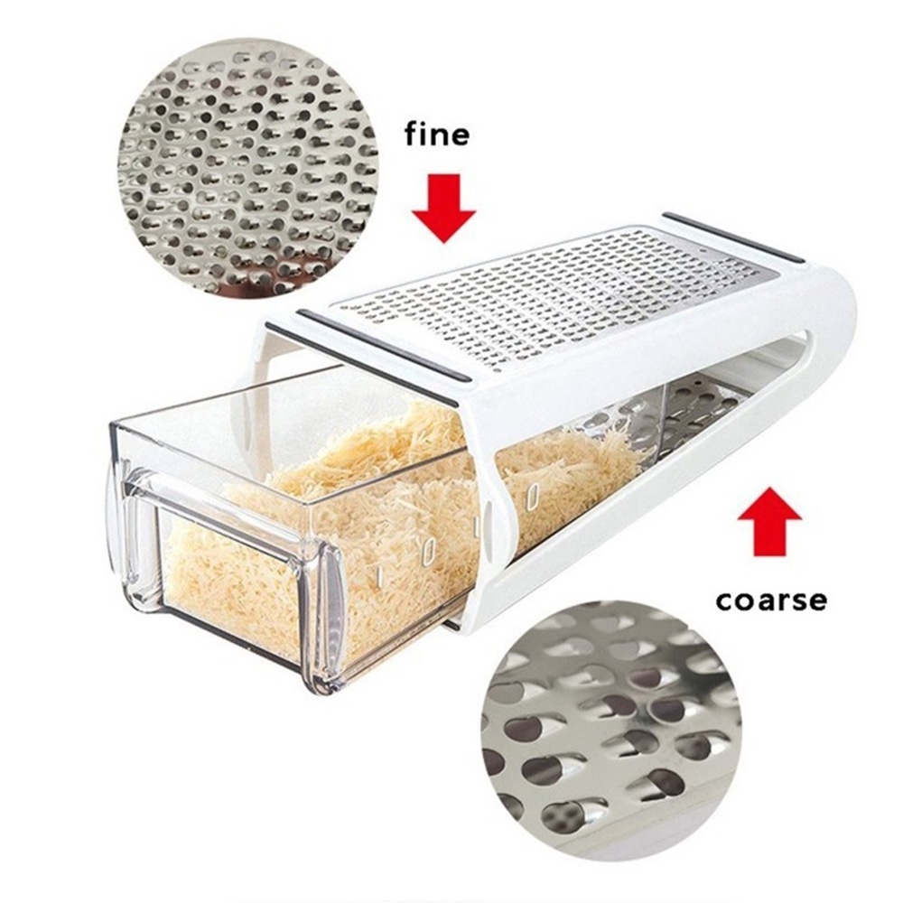 KINGWISE High Quality Multi Functional Two Sided Vegetable Grinder Cheese Shredder Stainless Steel Cheese Grater with Container