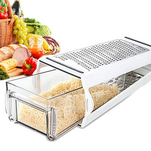 KINGWISE High Quality Multi Functional Two Sided Vegetable Grinder Cheese Shredder Stainless Steel Cheese Grater with Container