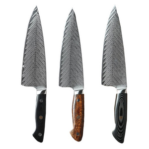 KINGWISE Home kitchen tools & gadgets 8 "Damascus Chef Knife G10 Handle Feather Pattern Japanese Salmon Sushi Knife