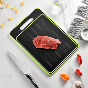 Non-Slip Green Chopping Boards Sharpening & Garlic Grater 4 in 1 Defrosting Tray for Frozen Meat with Cutting Board