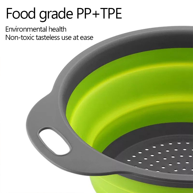 Hot Sale Silicone Foldable Filter Strainer Round Collapsible Colander Kitchen Plastic Fruit Vegetable Washing Drain Basket